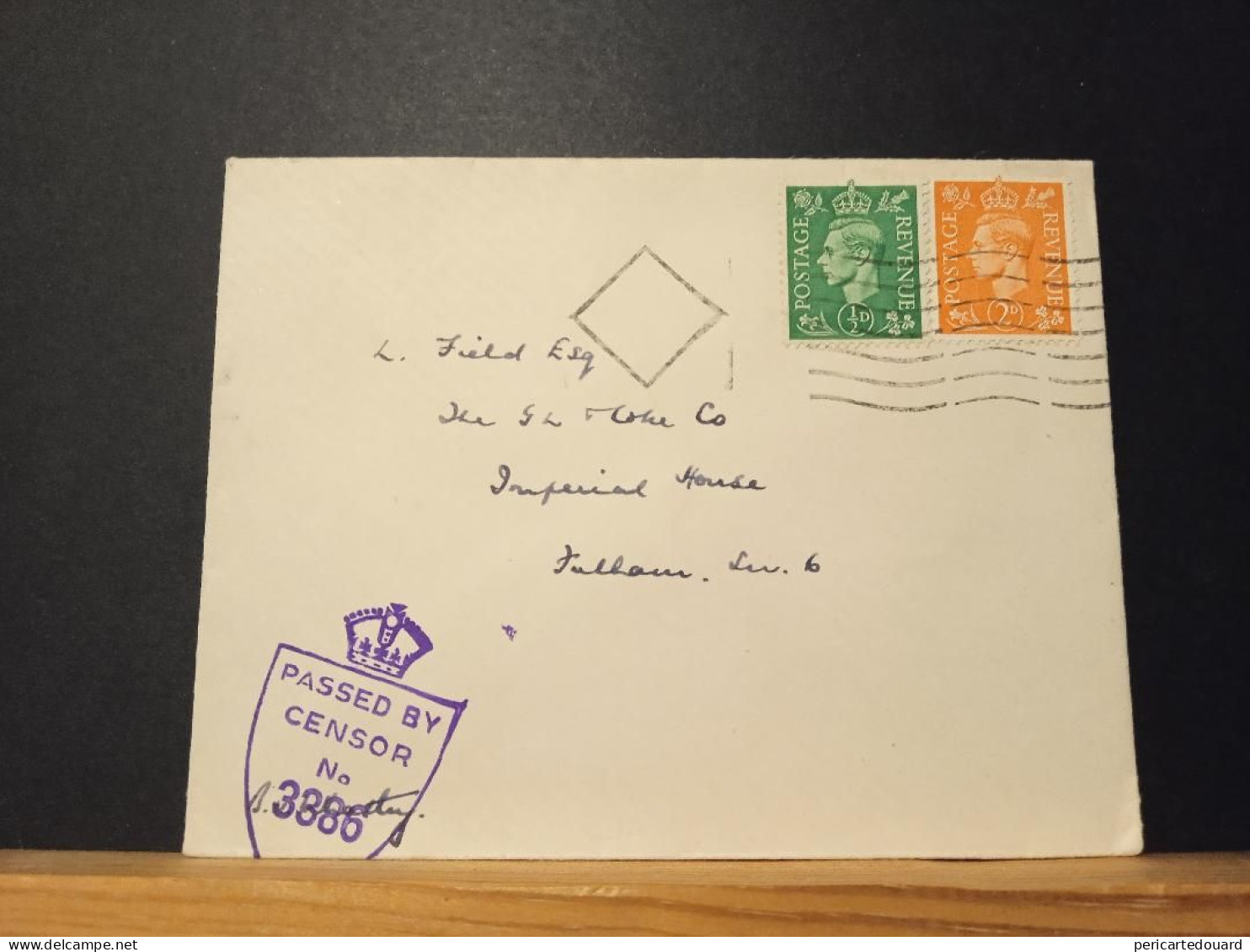 GB,  Passed By Censor 3886, Oblitération Muette Carré - Covers & Documents