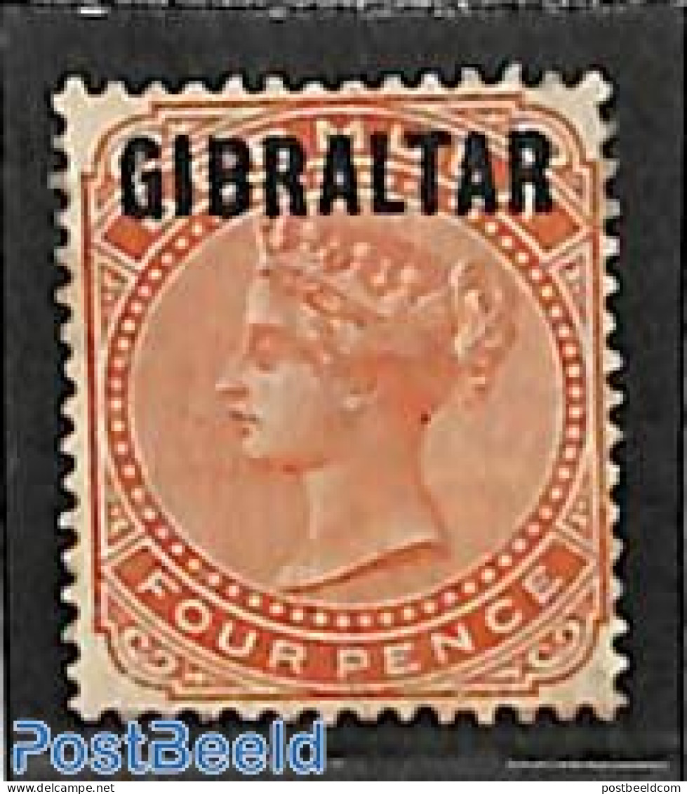 Gibraltar 1886 4d, Stamp Out Of Set, Unused (hinged) - Gibraltar