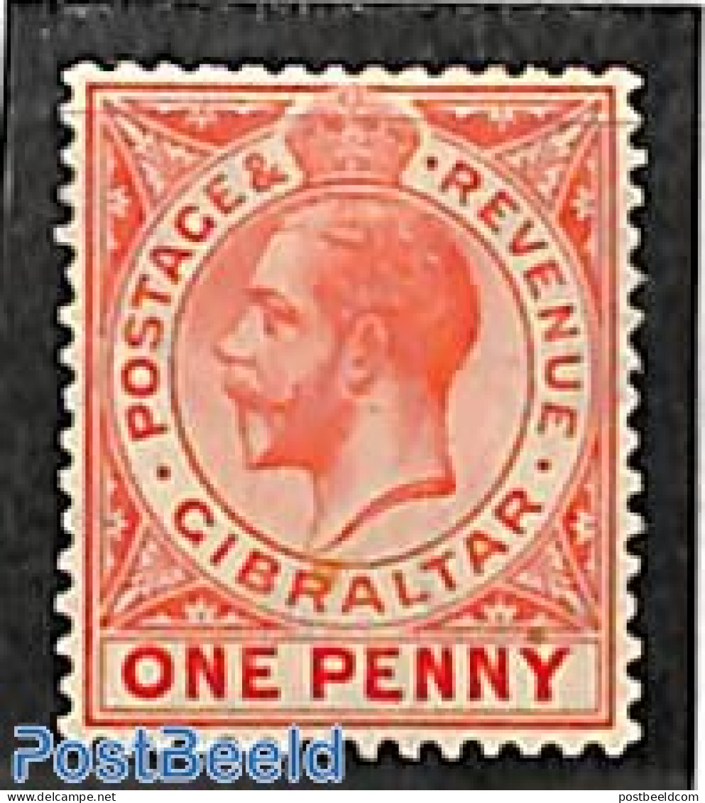 Gibraltar 1912 1d, WM Mult.Crown-CA, Stamp Out Of Set, Mint NH - Gibilterra