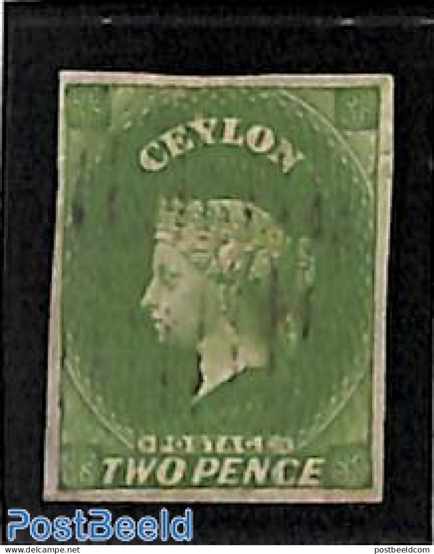 Sri Lanka (Ceylon) 1857 2d Green, Used, Used Stamps - Sri Lanka (Ceilán) (1948-...)