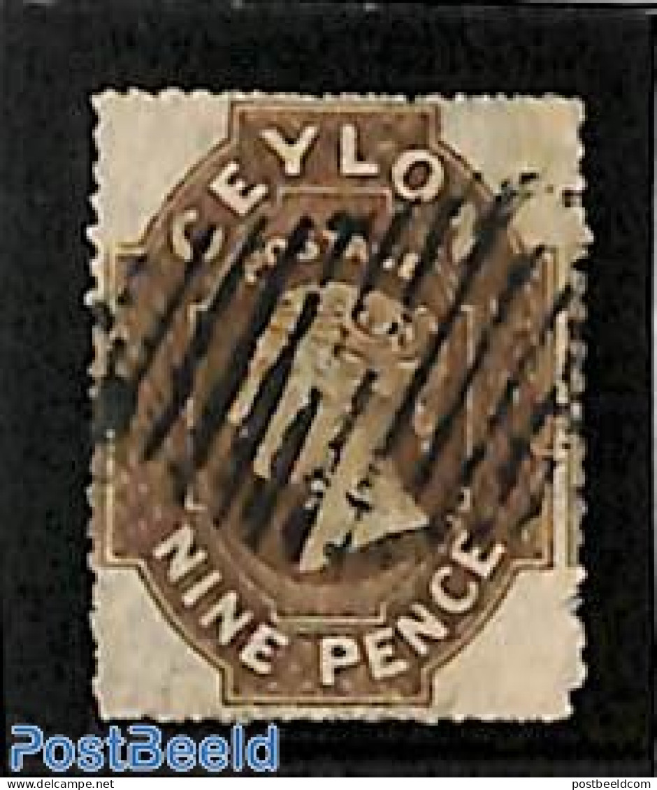 Sri Lanka (Ceylon) 1861 9d, WM Star, Used, Used Stamps - Sri Lanka (Ceylan) (1948-...)