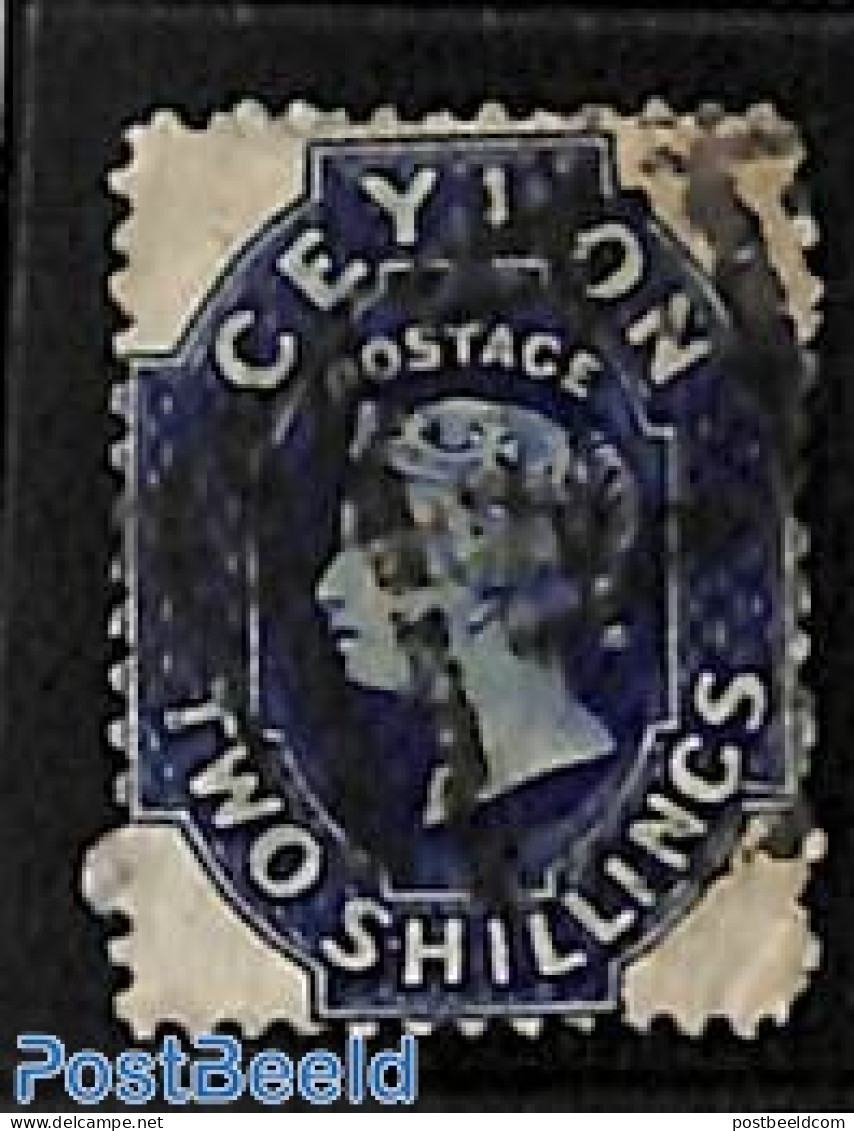 Sri Lanka (Ceylon) 1863 2sh, WM Crown-CC, Used, Used Stamps - Sri Lanka (Ceilán) (1948-...)