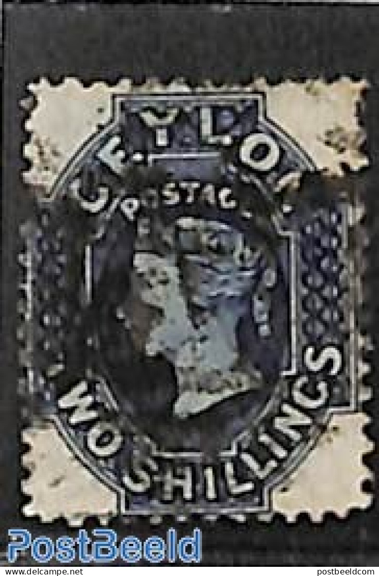 Sri Lanka (Ceylon) 1863 2sh, WM Crown-CC, Used, Used Stamps - Sri Lanka (Ceylon) (1948-...)