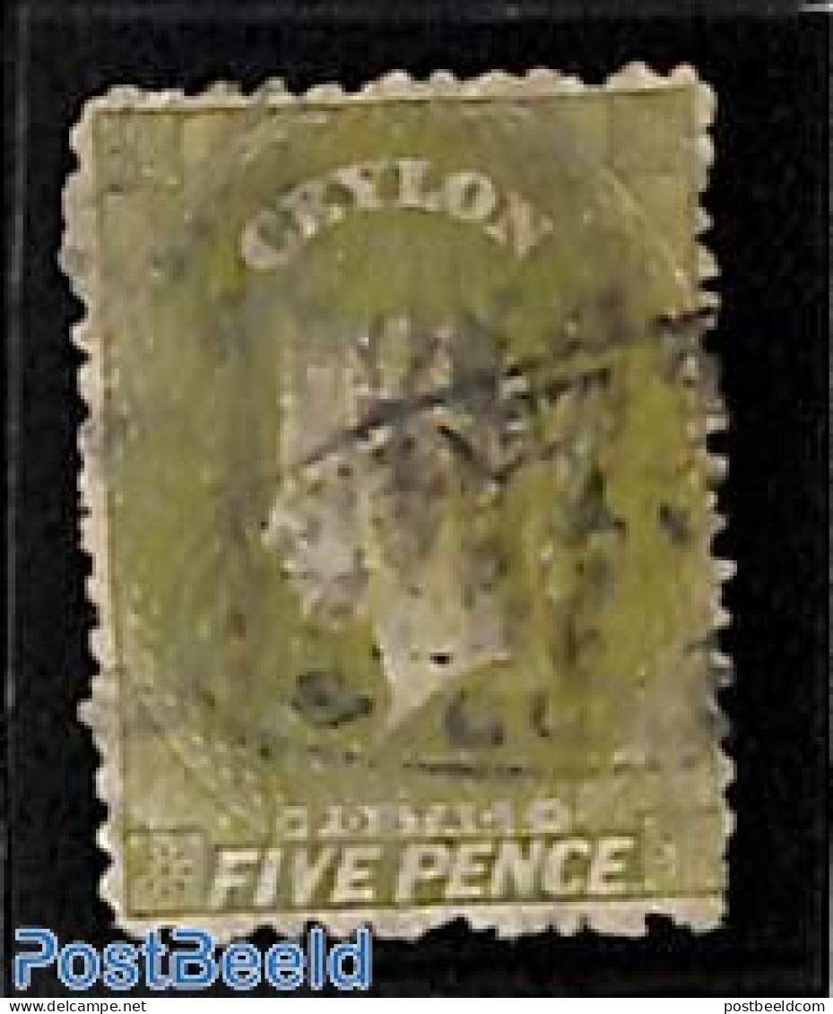 Sri Lanka (Ceylon) 1863 5d, WM Crown-CC, Used, Used Stamps - Sri Lanka (Ceilán) (1948-...)