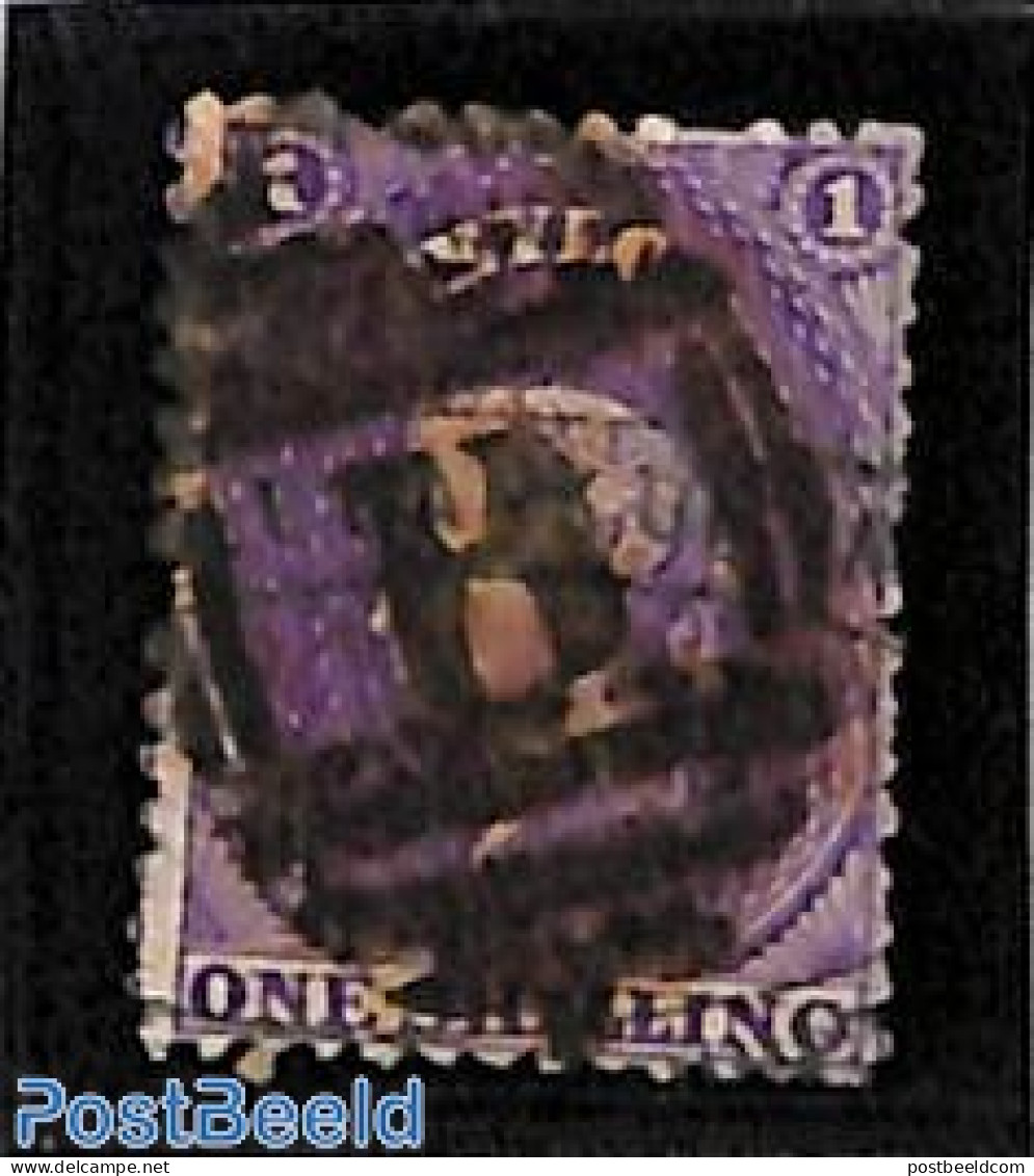 Sri Lanka (Ceylon) 1863 1sh, WM Crown-CC, Used, Used Stamps - Sri Lanka (Ceilán) (1948-...)