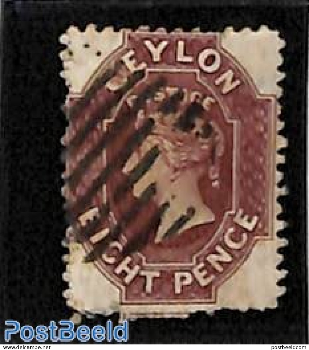 Sri Lanka (Ceylon) 1863 8d, WM Crown-CC, Used, Used Stamps - Sri Lanka (Ceilán) (1948-...)
