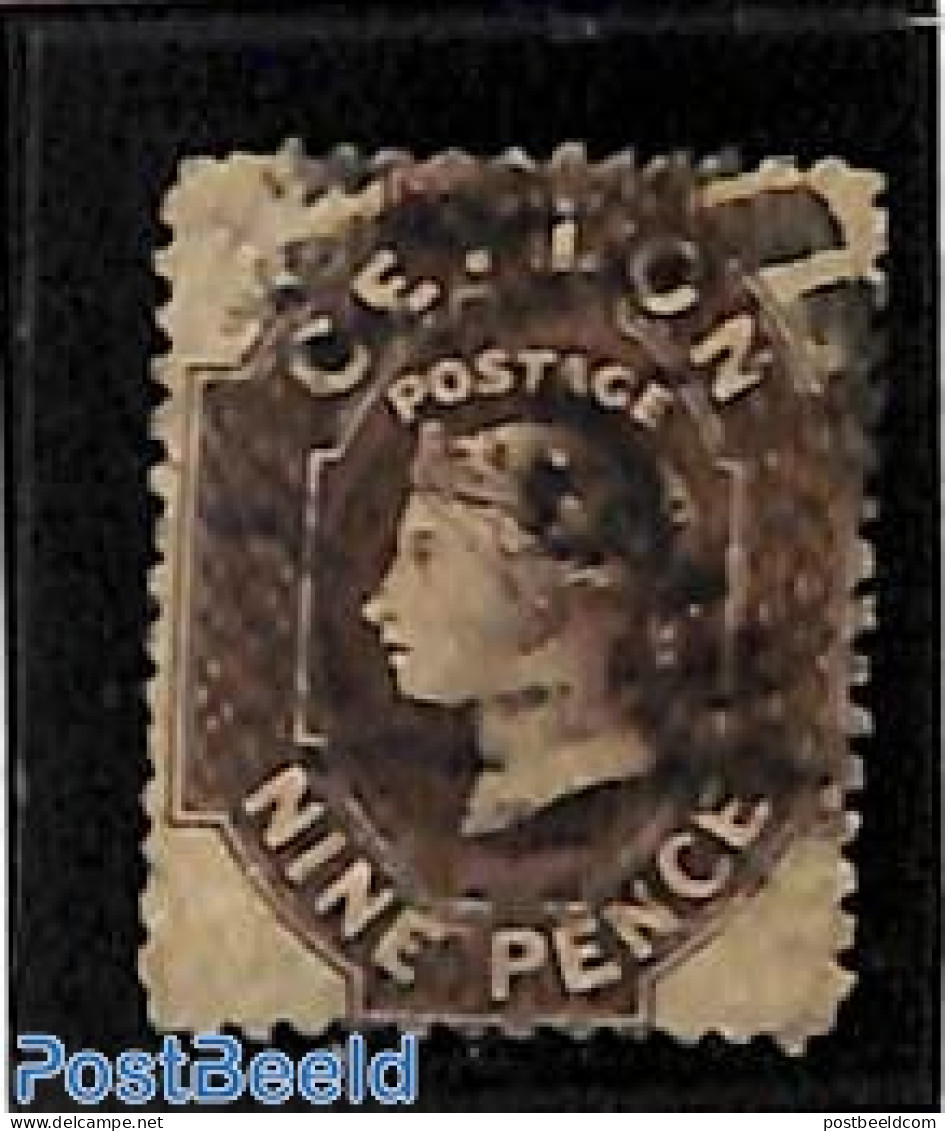 Sri Lanka (Ceylon) 1863 9d, WM Crown-CC, Used, Used Stamps - Sri Lanka (Ceylan) (1948-...)