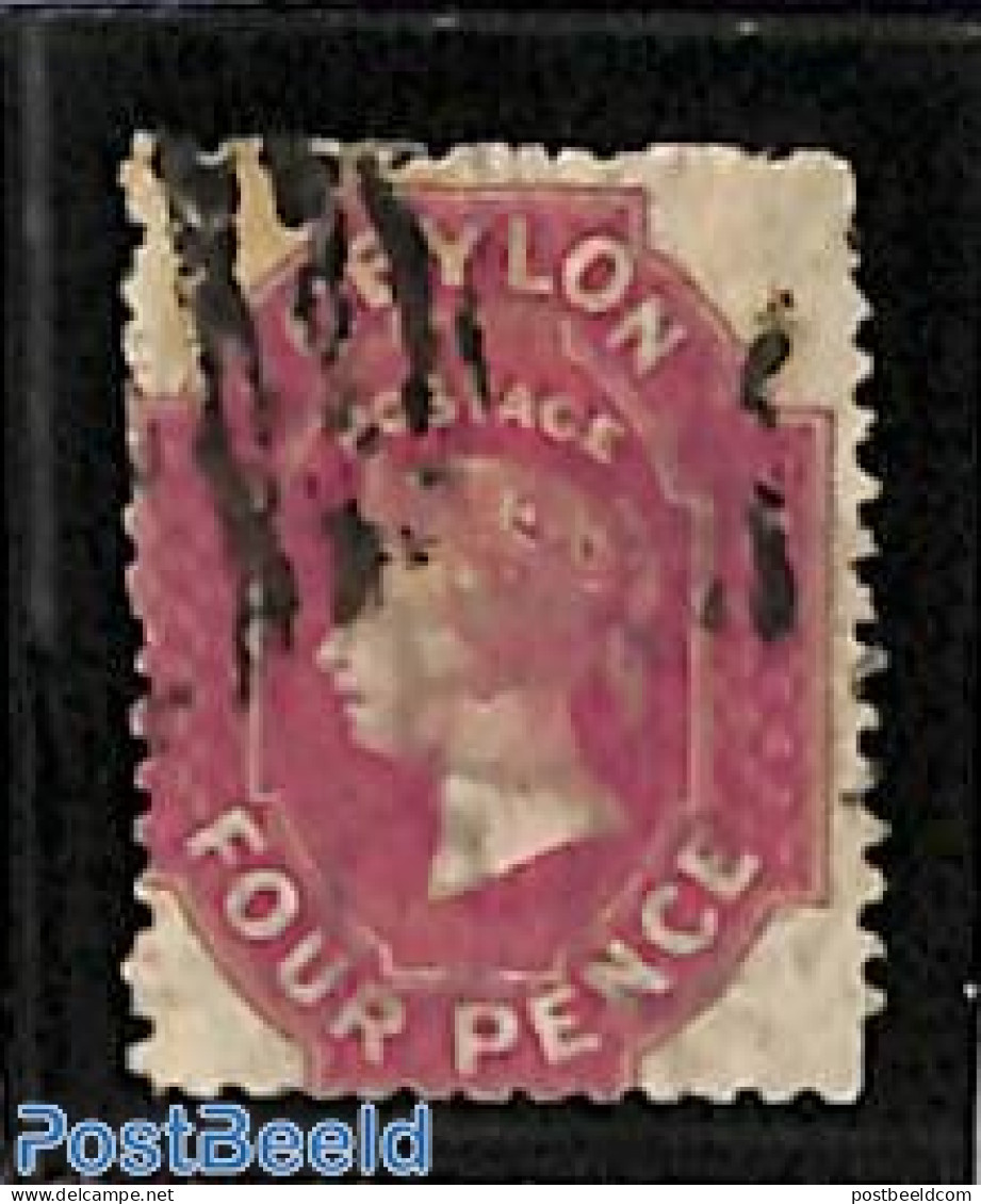 Sri Lanka (Ceylon) 1863 4d, WM Crown-CC, Used, Used Stamps - Sri Lanka (Ceylon) (1948-...)