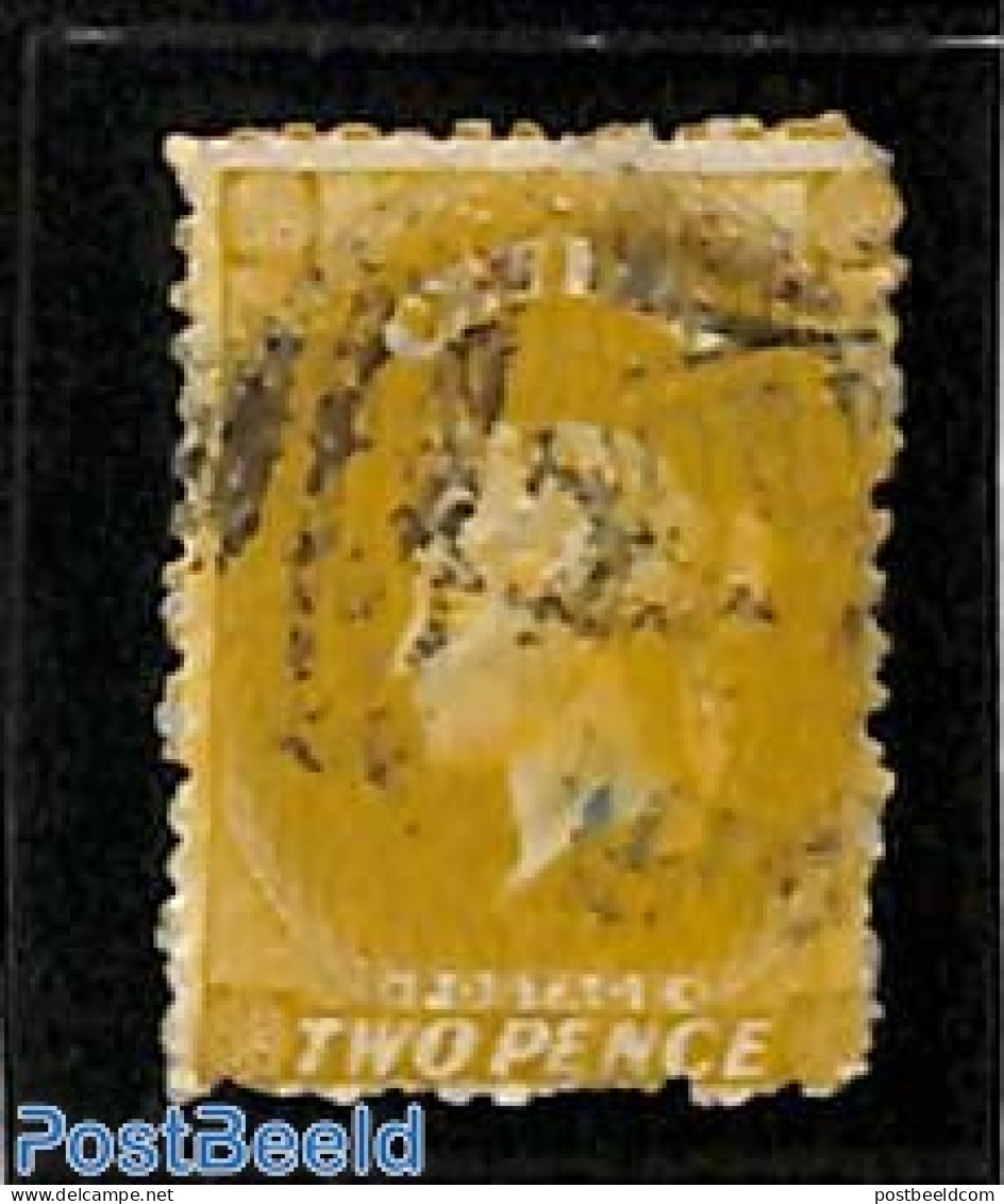 Sri Lanka (Ceylon) 1863 2d, Olive Yellow, WM Crown-CC, Used, Used Stamps - Sri Lanka (Ceilán) (1948-...)