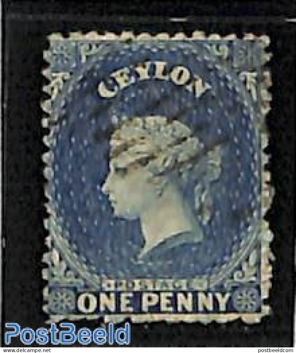 Sri Lanka (Ceylon) 1863 1d, WM Crown-CC, Used, Used Stamps - Sri Lanka (Ceilán) (1948-...)