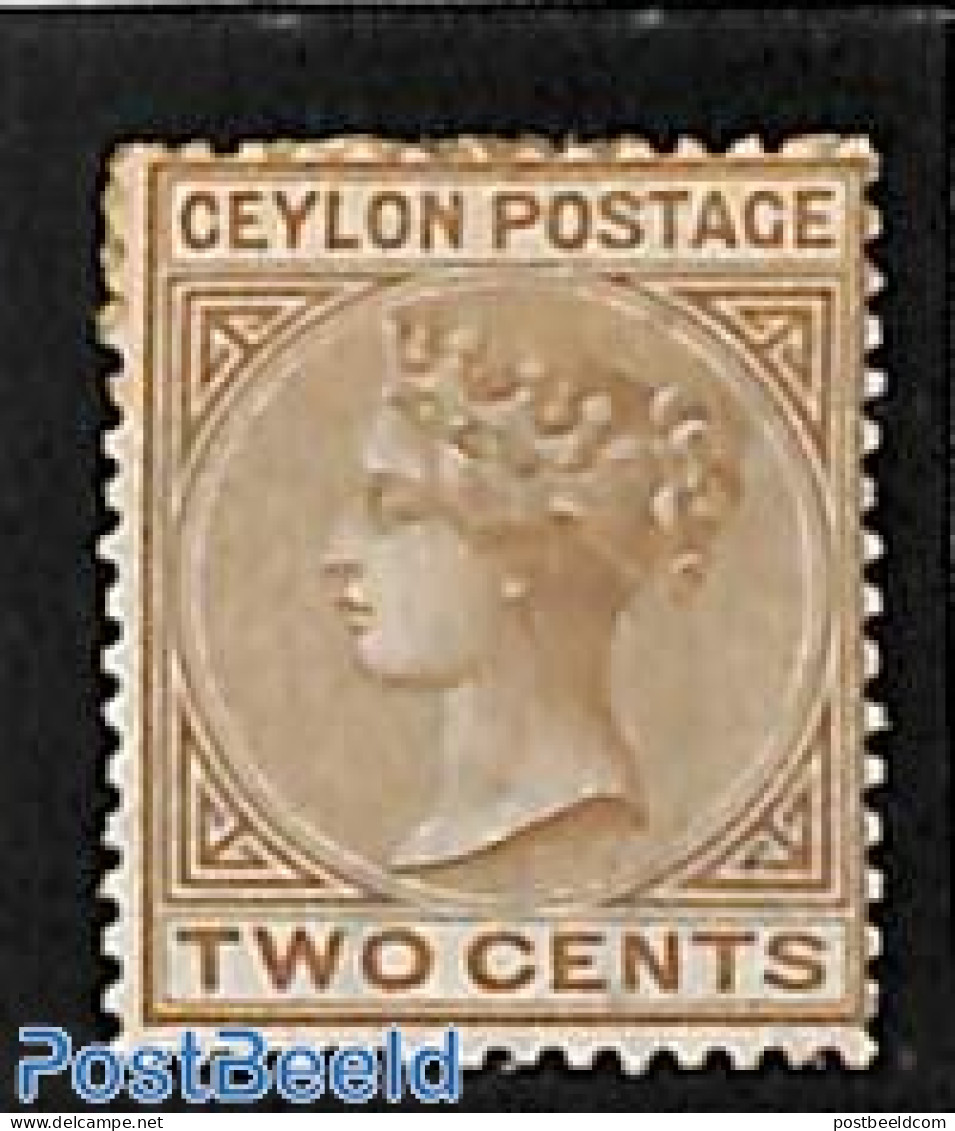 Sri Lanka (Ceylon) 1872 2c, Perf. 14, WM Crown-CC, Stamp Out Of Set, Without Gum, Unused (hinged) - Sri Lanka (Ceylon) (1948-...)