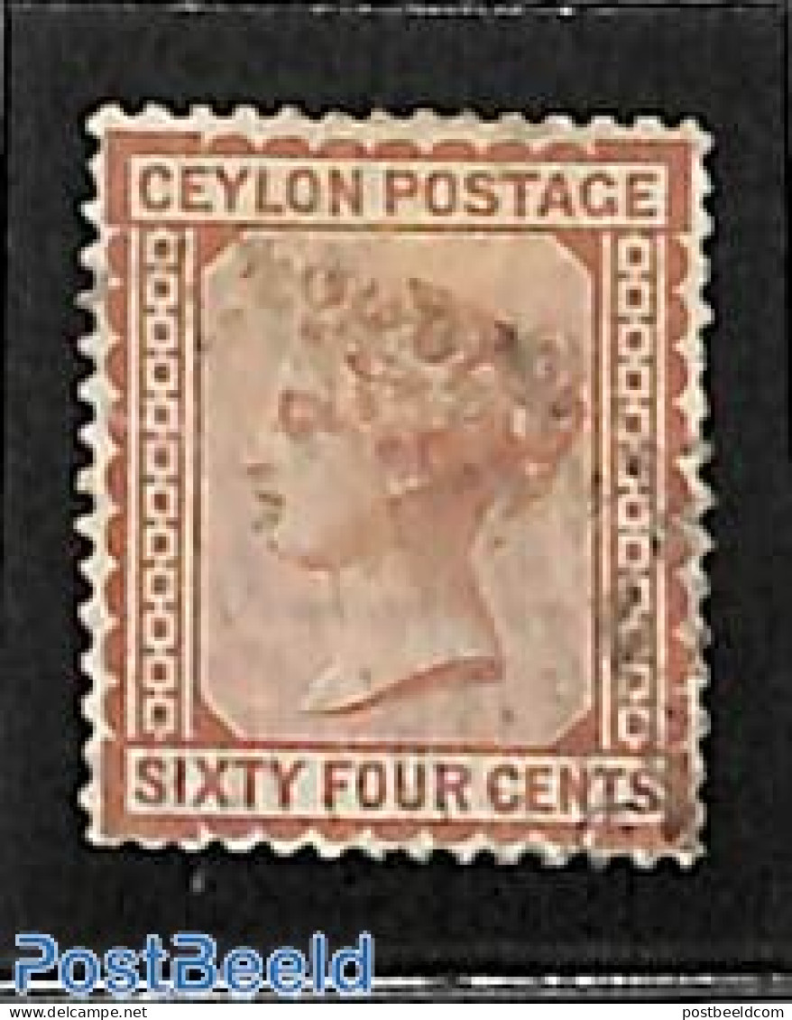 Sri Lanka (Ceylon) 1872 64c, Used, Used Stamps - Sri Lanka (Ceylon) (1948-...)