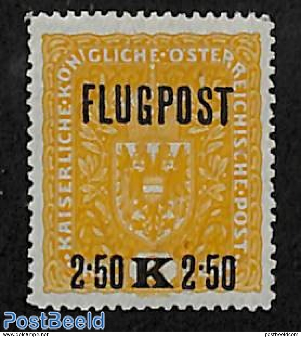 Austria 1918 2.50K Airmail, Perf. 12.5:11.5, Mint NH - Nuovi