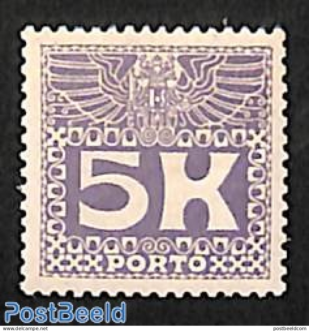 Austria 1911 5K, Postage Due, Stamp Out Of Set, Unused (hinged) - Andere & Zonder Classificatie