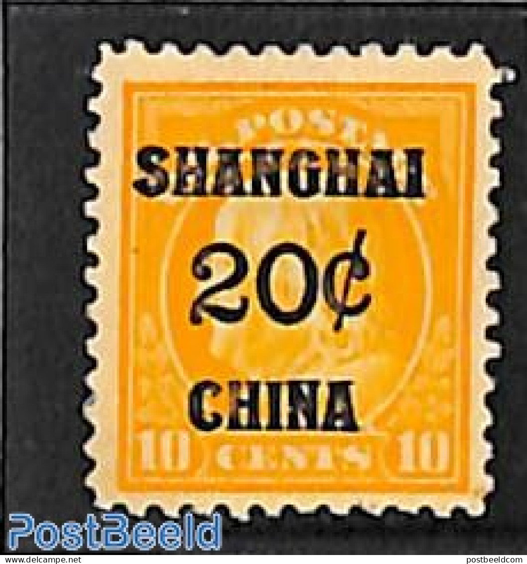 United States Of America 1919 20c Shanghai, Stamp Out Of Set, Without Gum, Unused (hinged) - Ongebruikt
