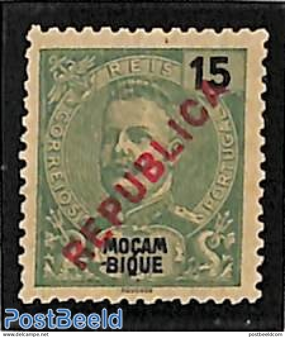 Mozambique 1916 15R, Stamp Out Of Set, Unused (hinged) - Mosambik