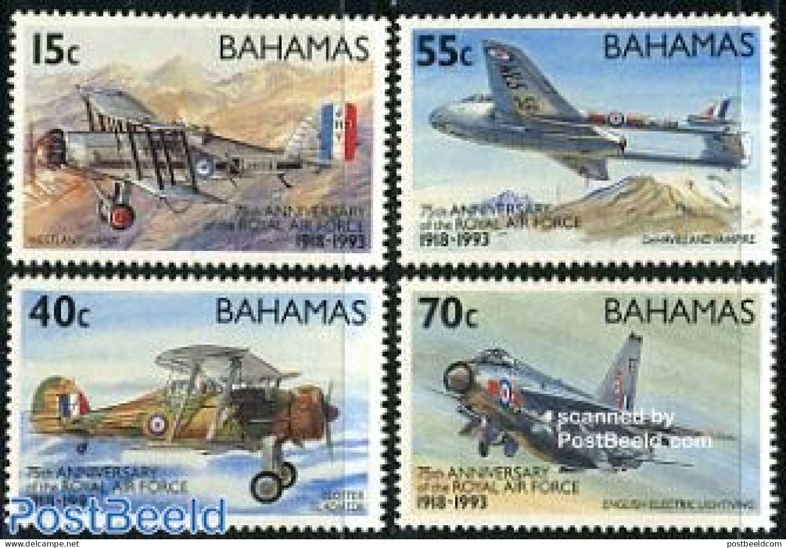 Bahamas 1993 1993 Royal Air Force 4v, Unused (hinged), Transport - Aircraft & Aviation - Flugzeuge