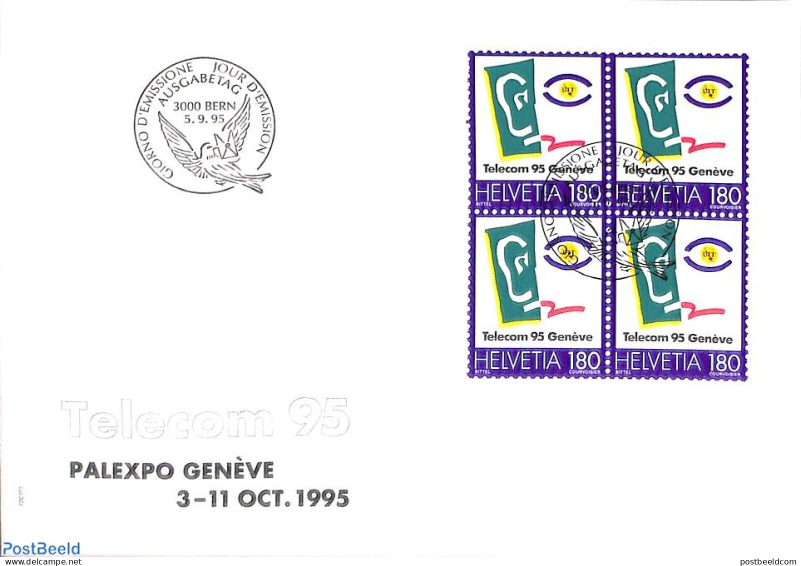 Switzerland 1995 Telecom 95, FDC [+], Postal History, Science - Telecommunication - Covers & Documents