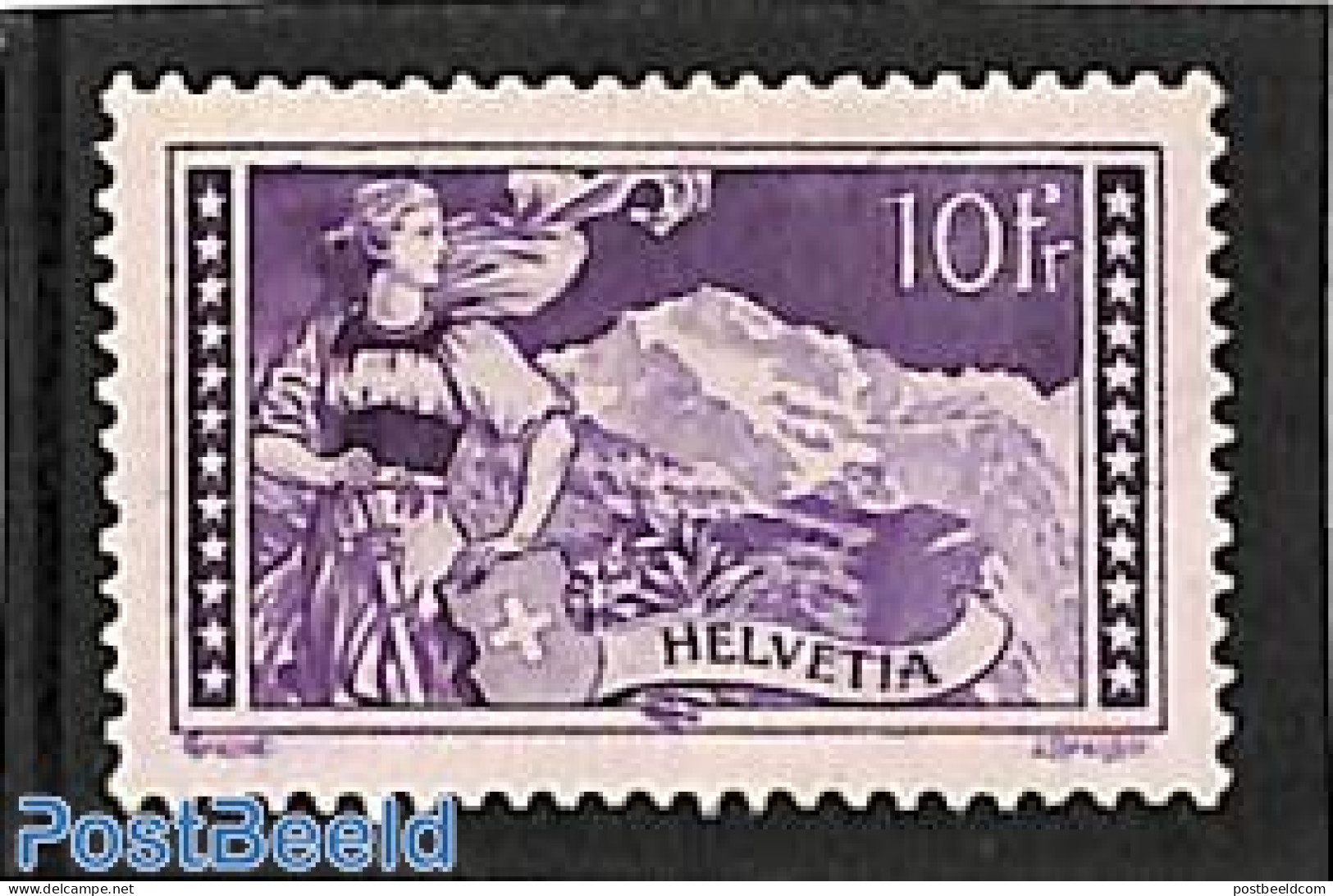 Switzerland 1914 10Fr, Bern Costume, Stamp Out Of Set, Unused (hinged) - Neufs