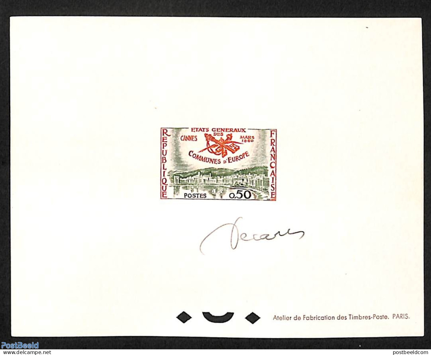 France 1960 Eur. Communities Congress, Epreuve De Luxe With Signature Of Designer Albert Decaris, Mint NH, History - E.. - Nuevos