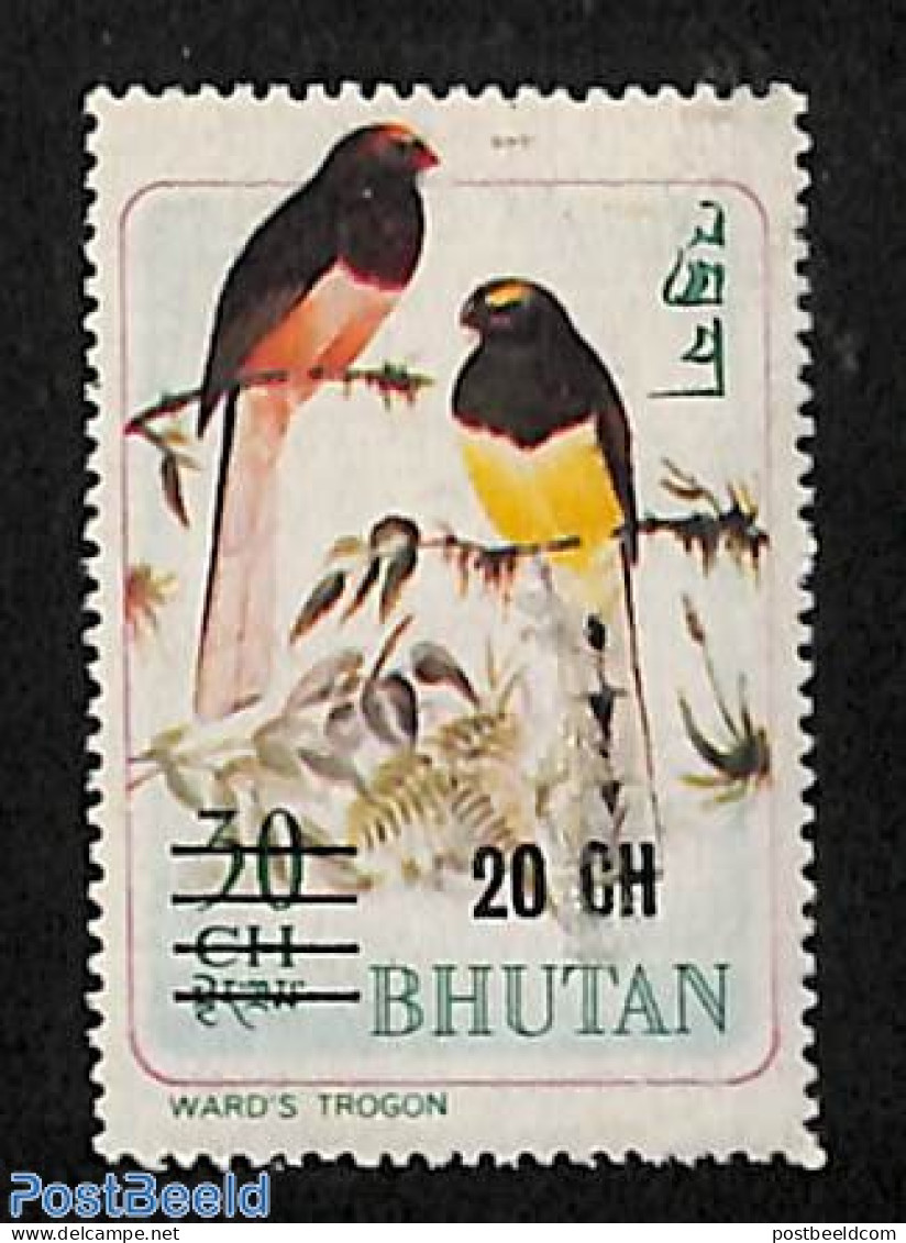 Bhutan 1970 20Ch On 30Ch, Stamp Out Of Set, Mint NH, Nature - Birds - Bhután