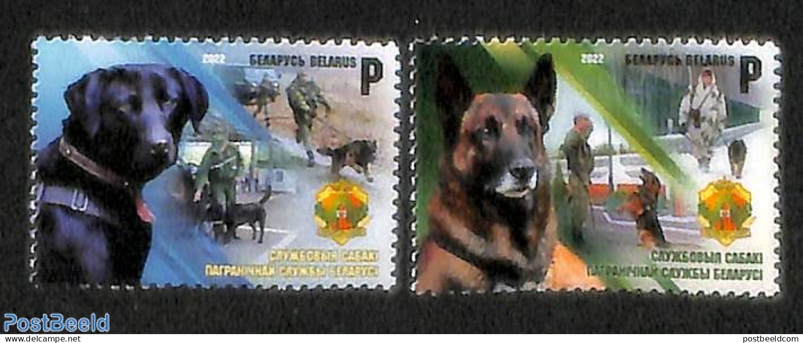 Belarus 2022 Border Guard Service Dogs 2v, Mint NH, Nature - Dogs - Bielorrusia