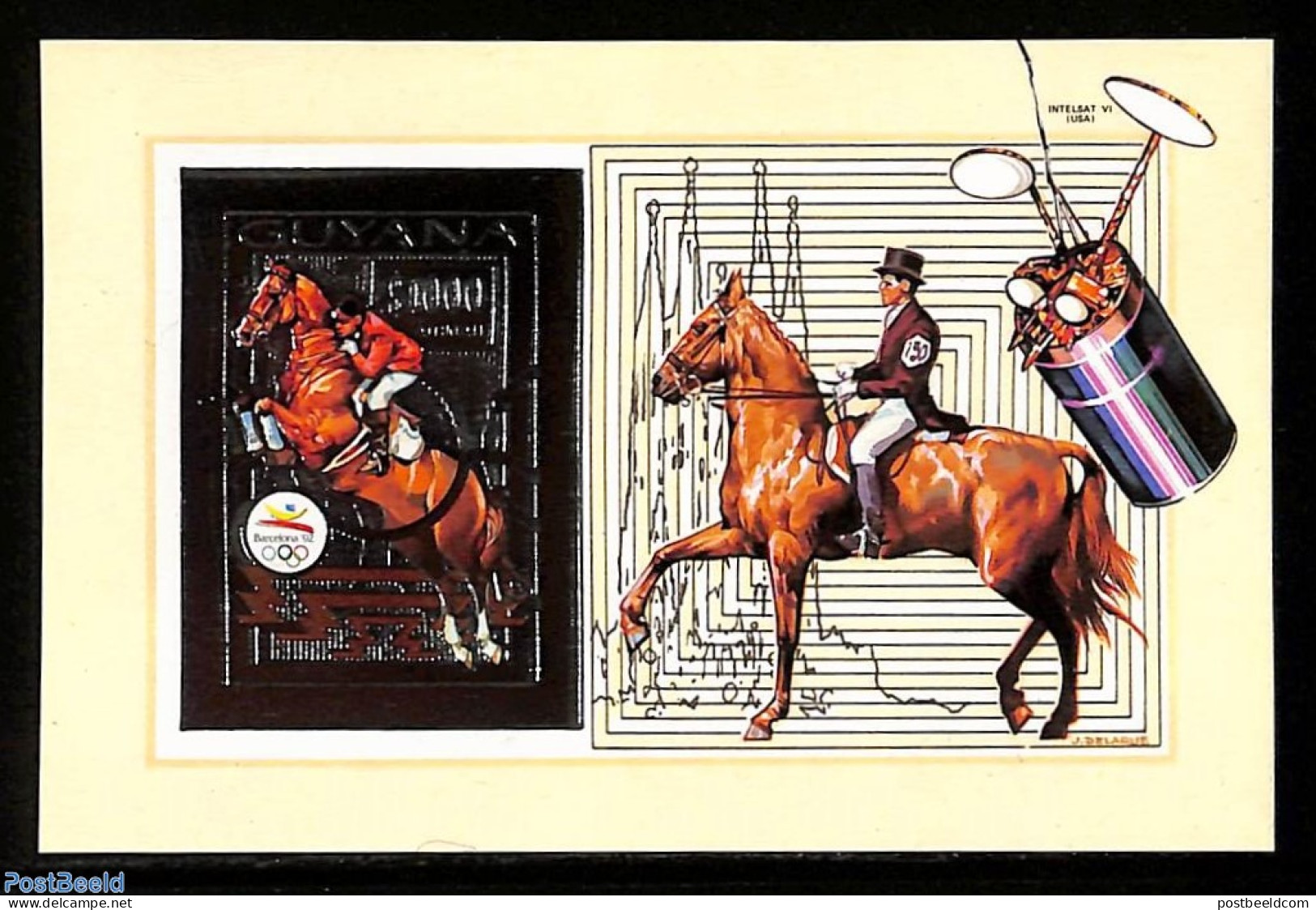 Guyana 1992 Olympic Winter Games S/s Imperforated, Gold, Mint NH, Nature - Sport - Transport - Horses - Olympic Games .. - Guyana (1966-...)