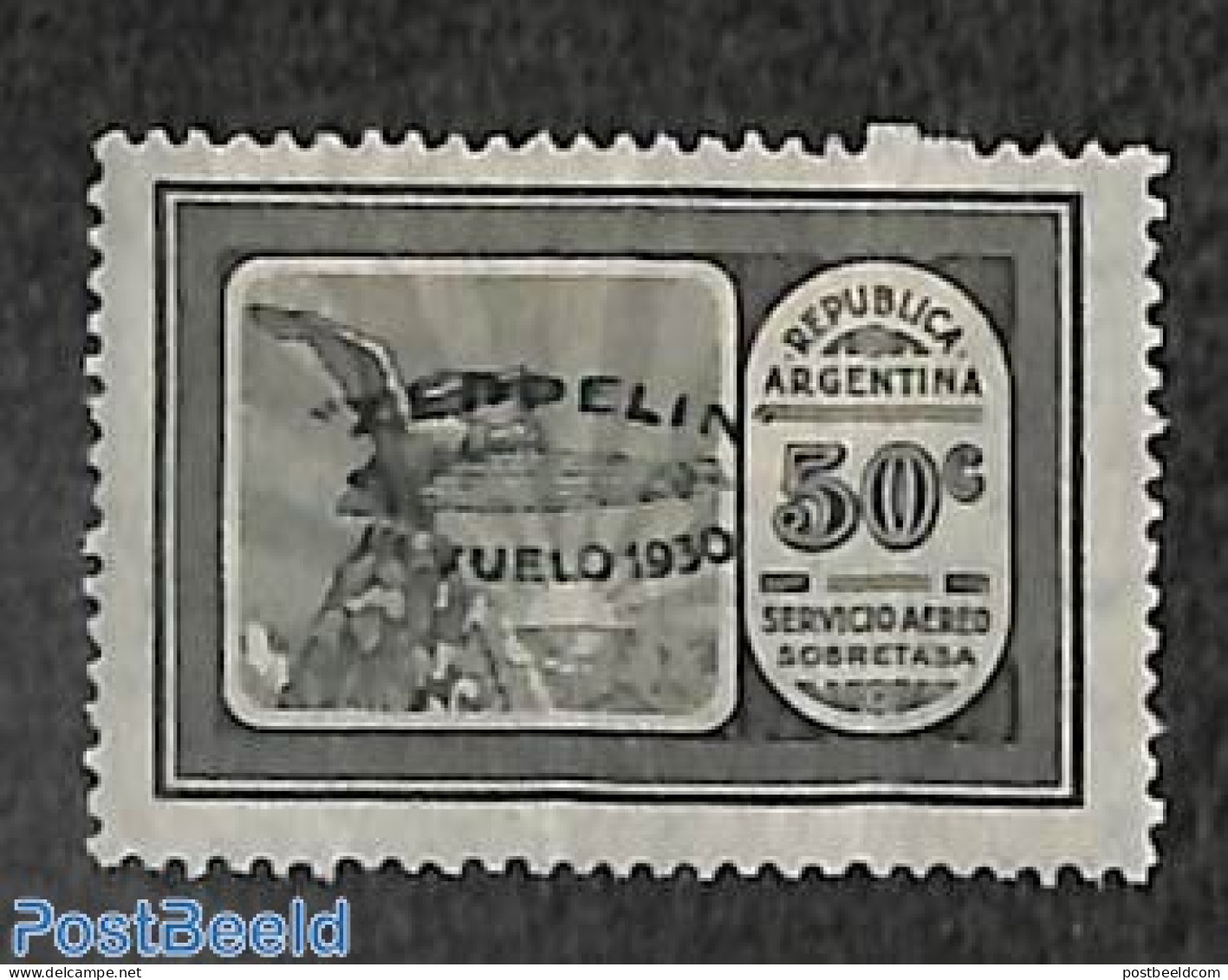 Argentina 1930 50c, Stamp Out Of Set, Unused (hinged), Nature - Transport - Birds - Zeppelins - Ungebraucht