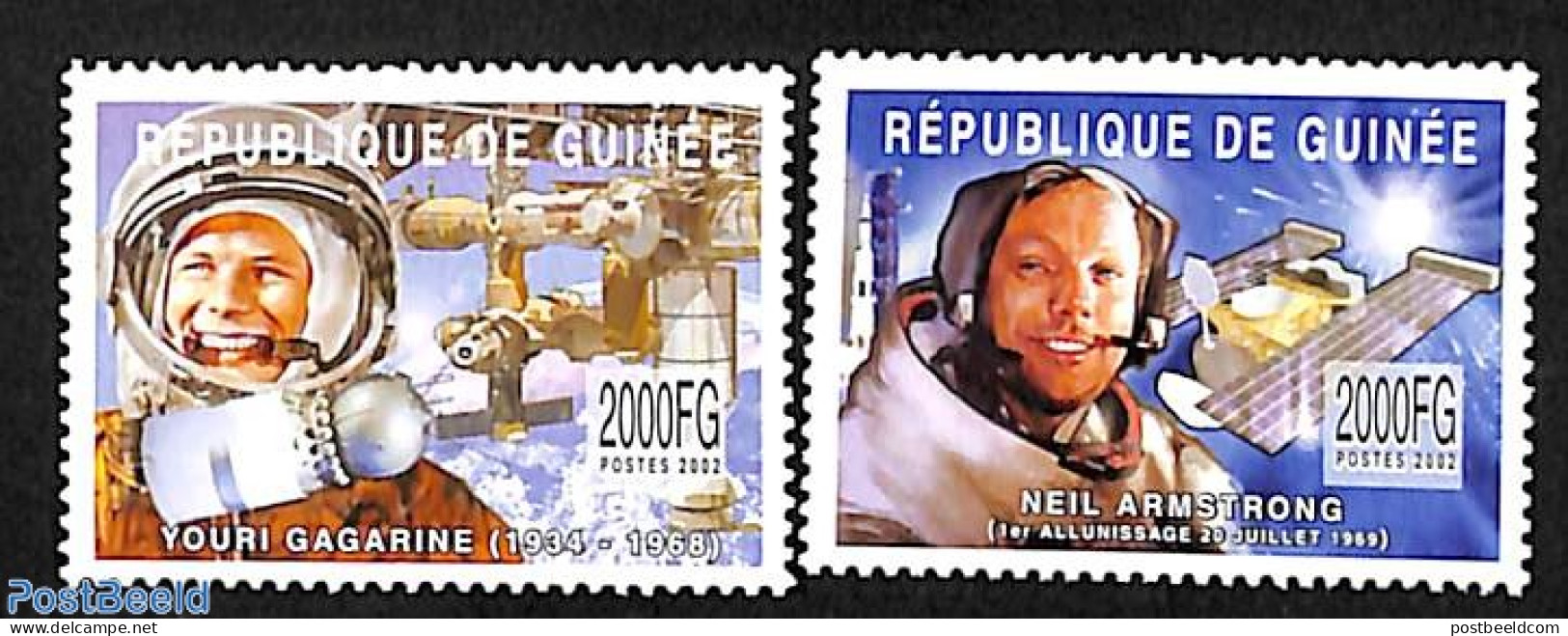 Guinea, Republic 2002 Astronauts 2v, Mint NH, Transport - Space Exploration - Other & Unclassified