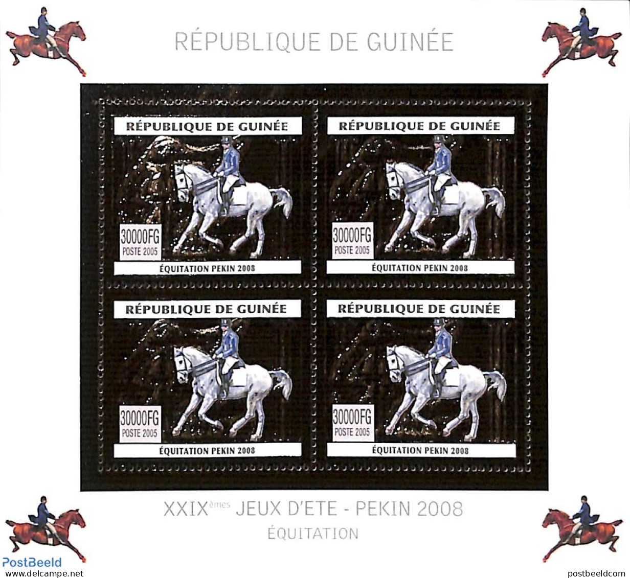 Guinea, Republic 2005 Olympic Games M/s, Gold, Mint NH, Nature - Sport - Horses - Olympic Games - Other & Unclassified