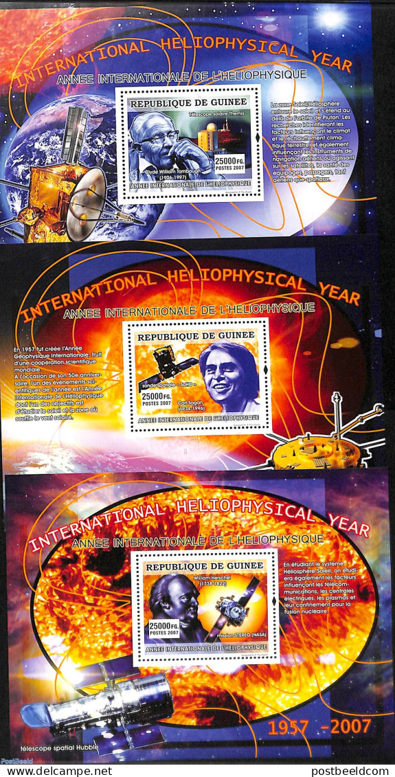 Guinea, Republic 2007 Int. Heliophysical Year 3 S/s, Mint NH, Science - Transport - Physicians - Space Exploration - Physik