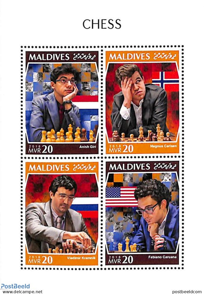 Maldives 2018 Chess 4v M/s, Mint NH, Sport - Chess - Schach