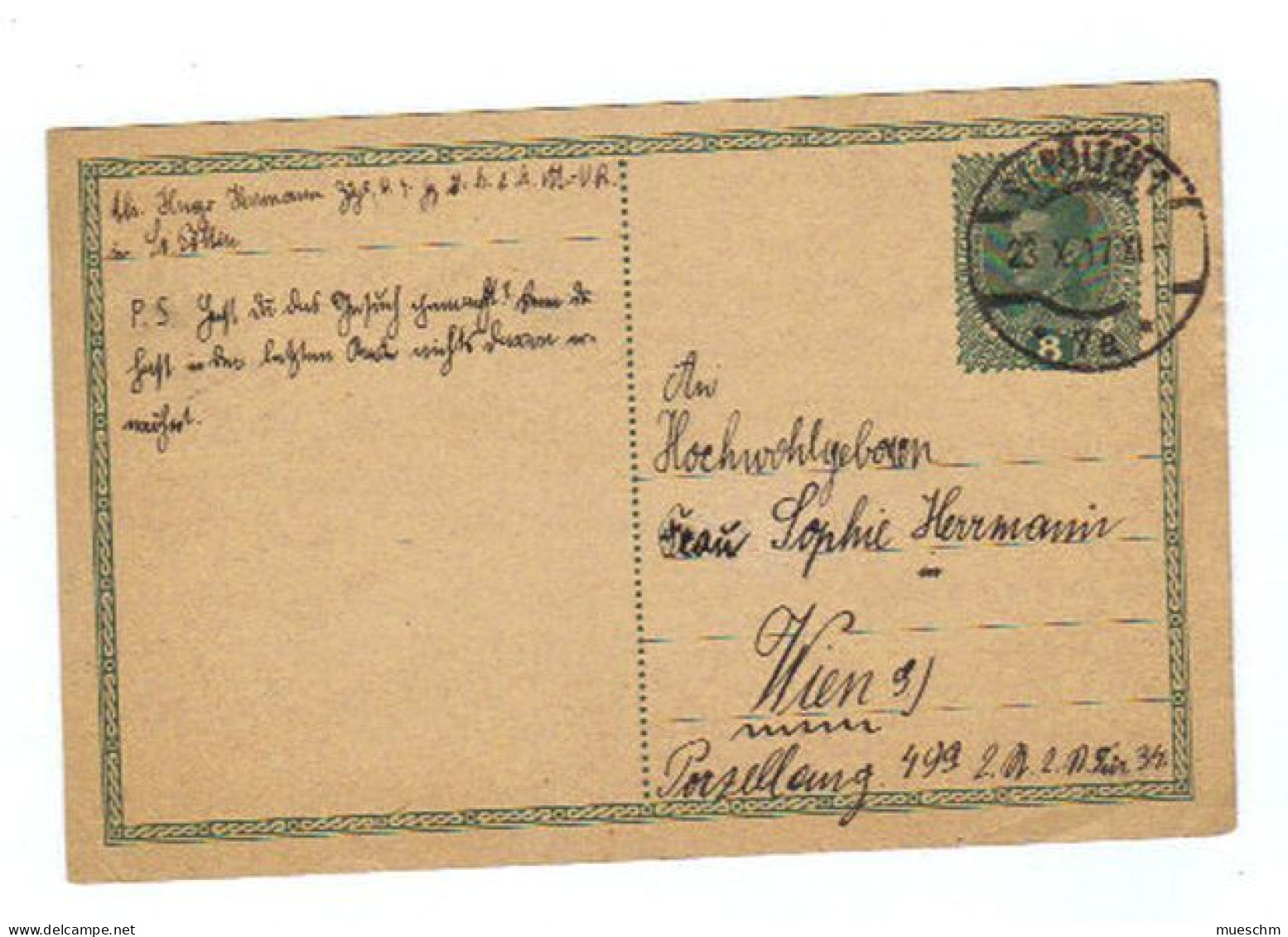 Österreich, 1917, Postkarte Mit Eingedr. 8Heller Frankatur/Kaiser Karl I., Stempel St.Pölten 1 (11407E) - Cartoline
