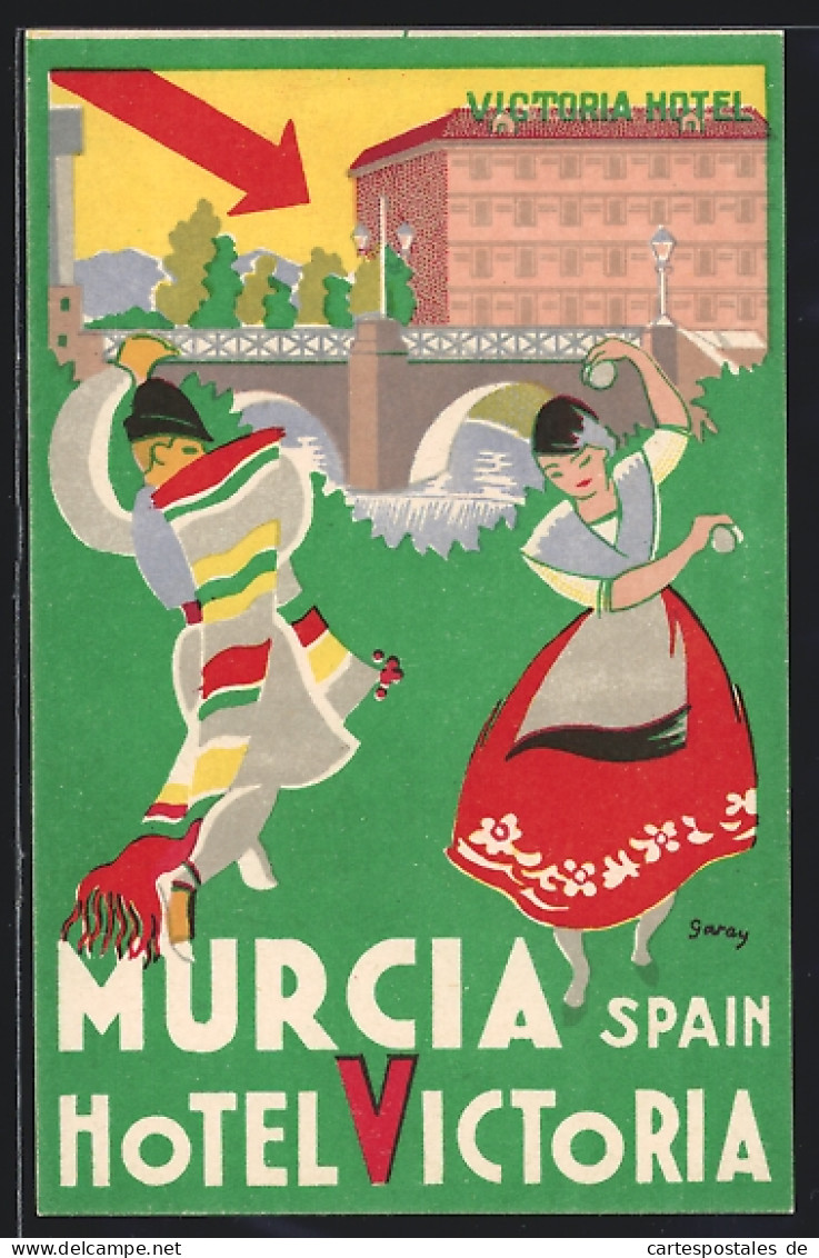 Artista-Postal Murcia, Hotel Victoria, Tanzende Spanier  - Murcia