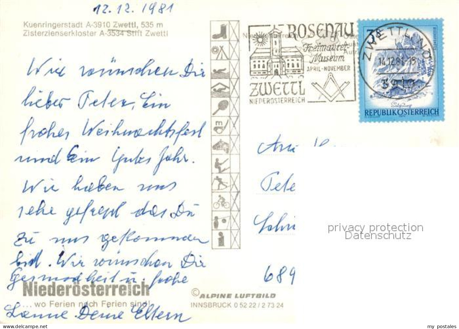 73241180 Zwettl-Niederoesterreich Kuenringerstadt Dreifaltigkeitssaeule Stift Zi - Autres & Non Classés