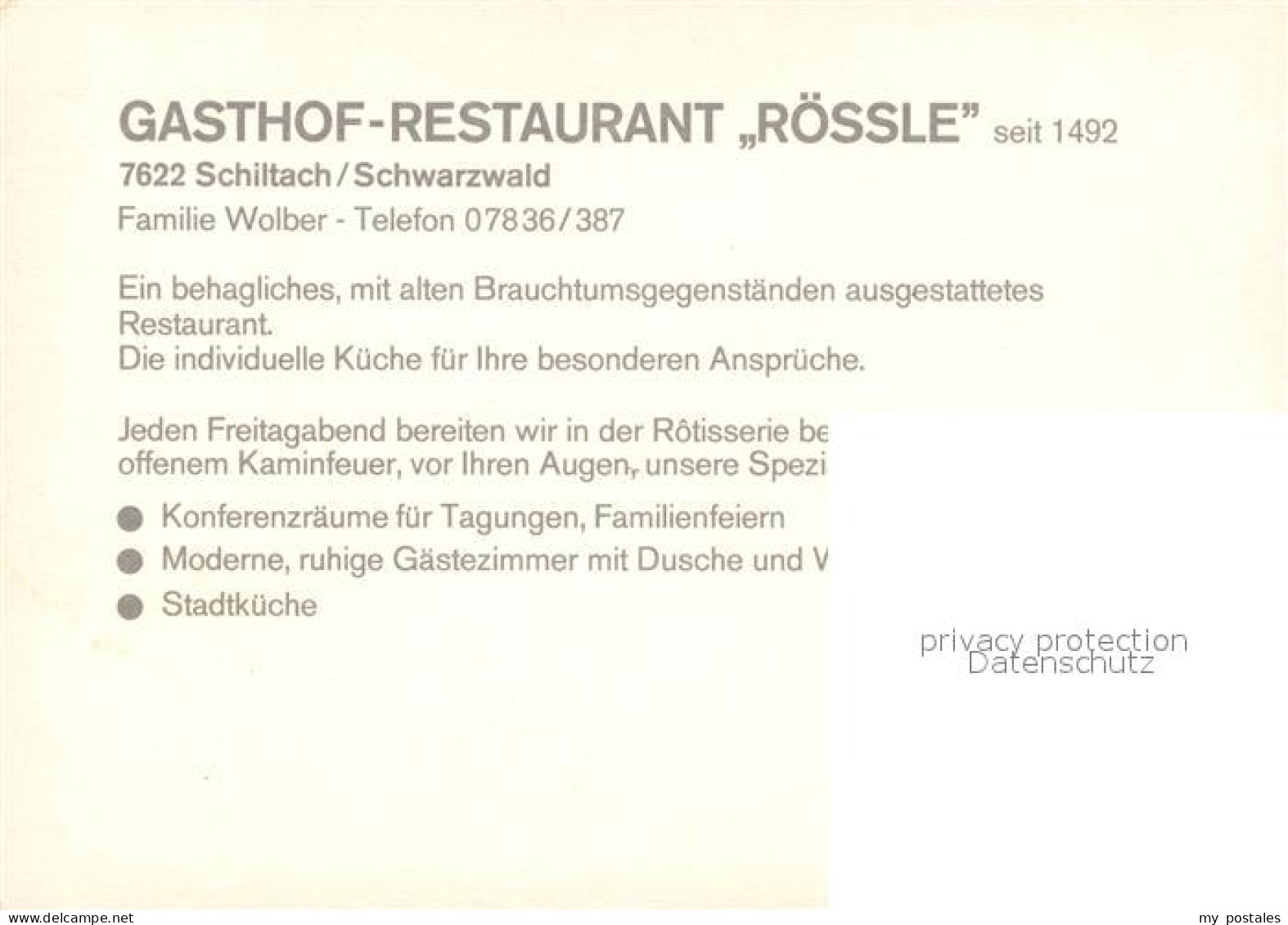 73241109 Schiltach Gasthof Restaurant Roessle Kamin Grill Koeche Schiltach - Schiltach