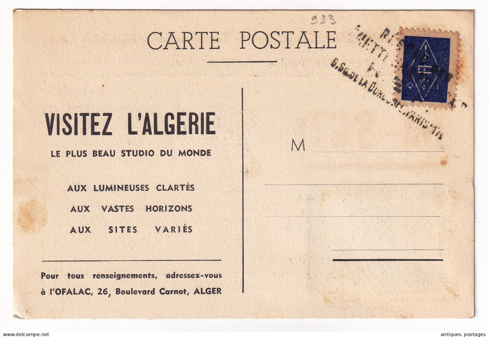 Algérie 1937 Centre De Transmission Radio De Douéra Alger Dangel Sous Officier Du Génie OFALAC - Briefe U. Dokumente