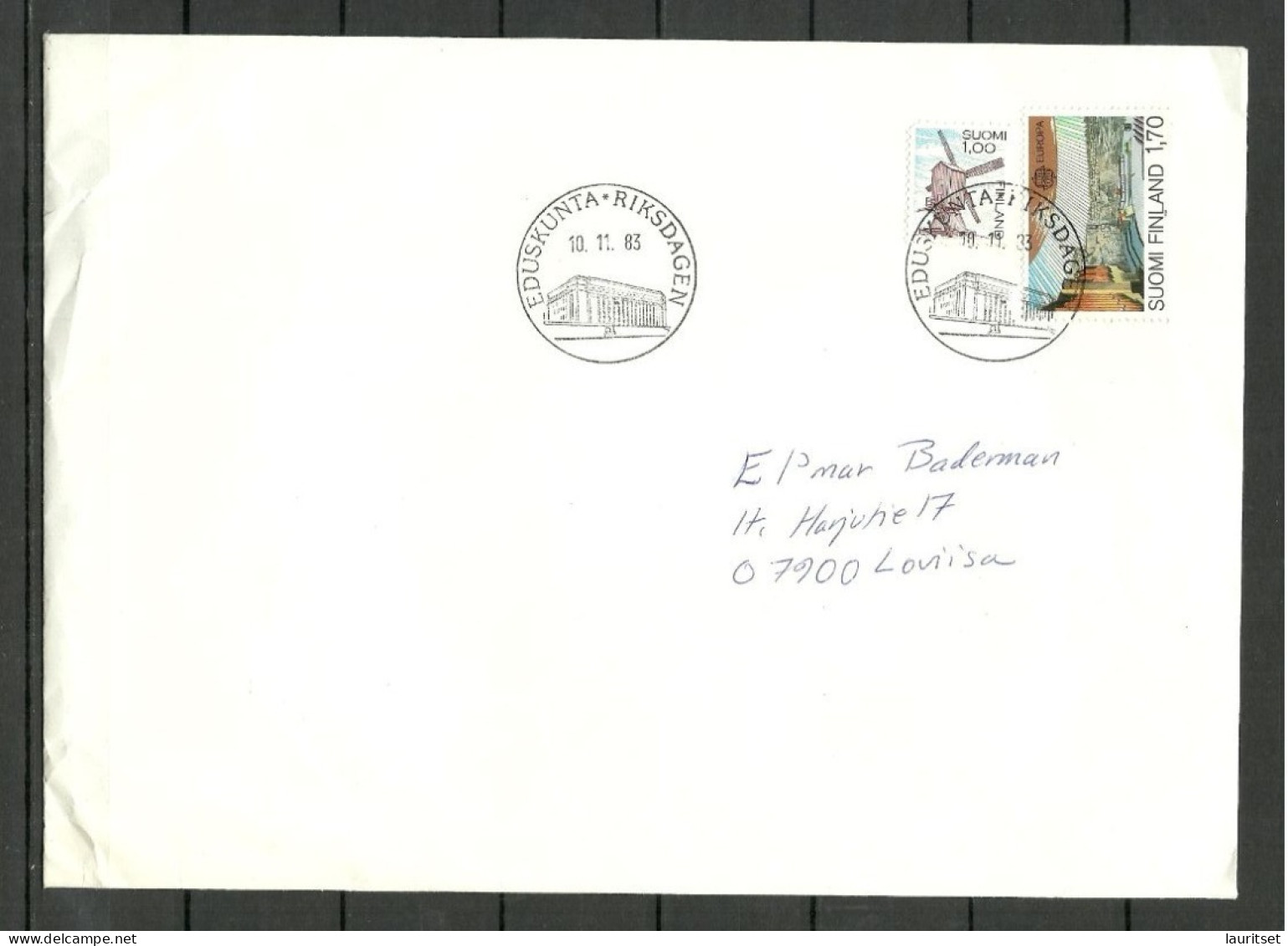 FINNLAND Finland 1983 O Eduskunta Riksdagen Parliament Special Cancel Sonderstempel On Domestic Cover - Brieven En Documenten