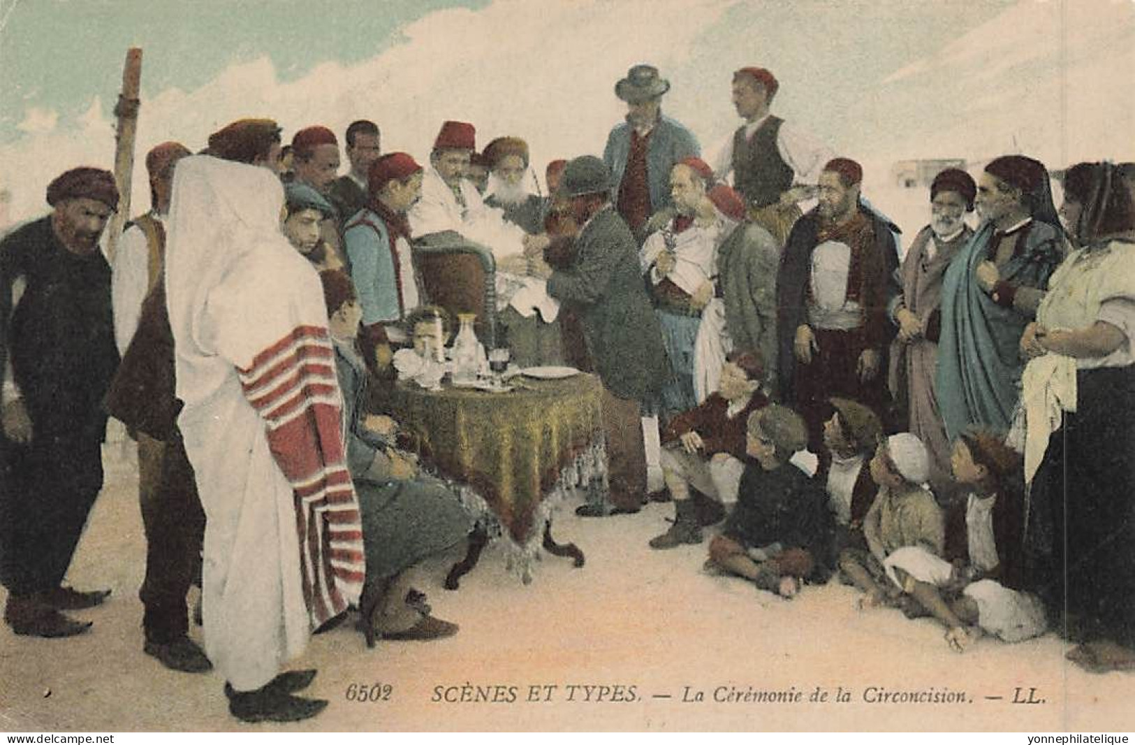 JUDAÏCA - JEWISH - TUNISIE - Scènes Et Types - La Cérémonie De La Circoncision - Version Colorisée - Jud-455 - Judaisme