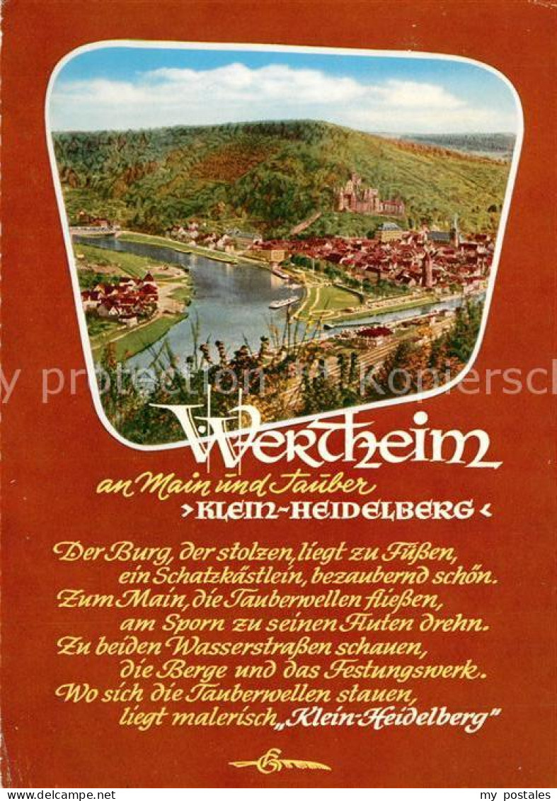 73240906 Wertheim Main Fliegeraufnahme Klein Heidelberg Burg Gedicht Wertheim Ma - Wertheim