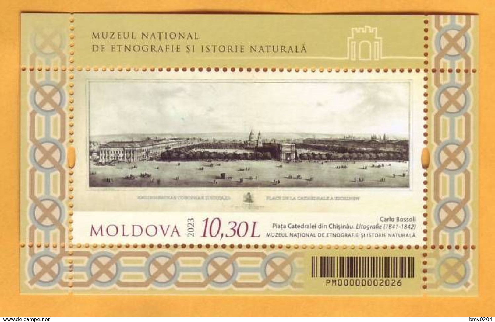 2023  Moldova   Lithography "Cathedral Square In Chisinau", Author Carlo Bossoli Block Mint - Moldavie