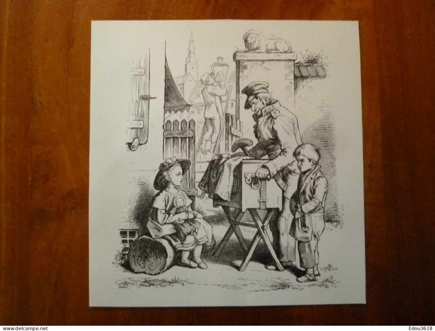 Oscar Ou Oskar Pletsch (1830-1888) Illustrateur Dessin Sur Carte 13x14cm Illustrant L'alphabet : J Comme Joueur - Sonstige & Ohne Zuordnung