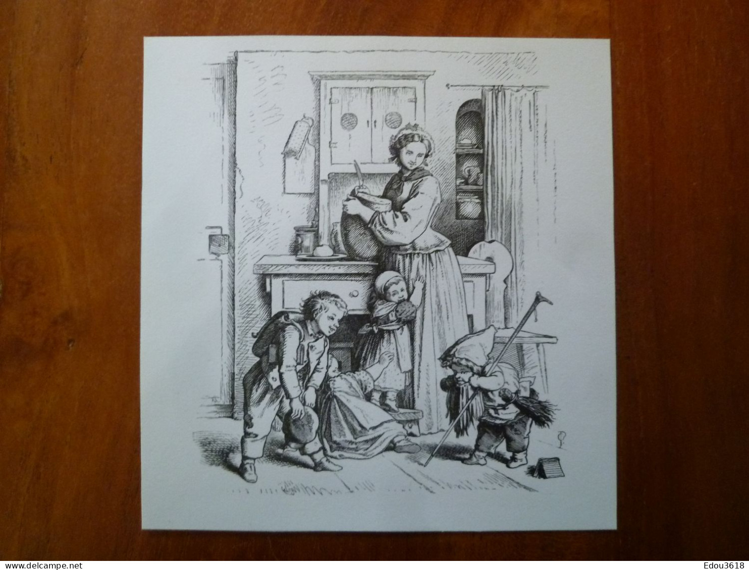 Oscar Ou Oskar Pletsch (1830-1888) Illustrateur Dessin Sur Carte 13x14cm Illustrant L'alphabet : K Comme Kaléïdoscope - Autres & Non Classés