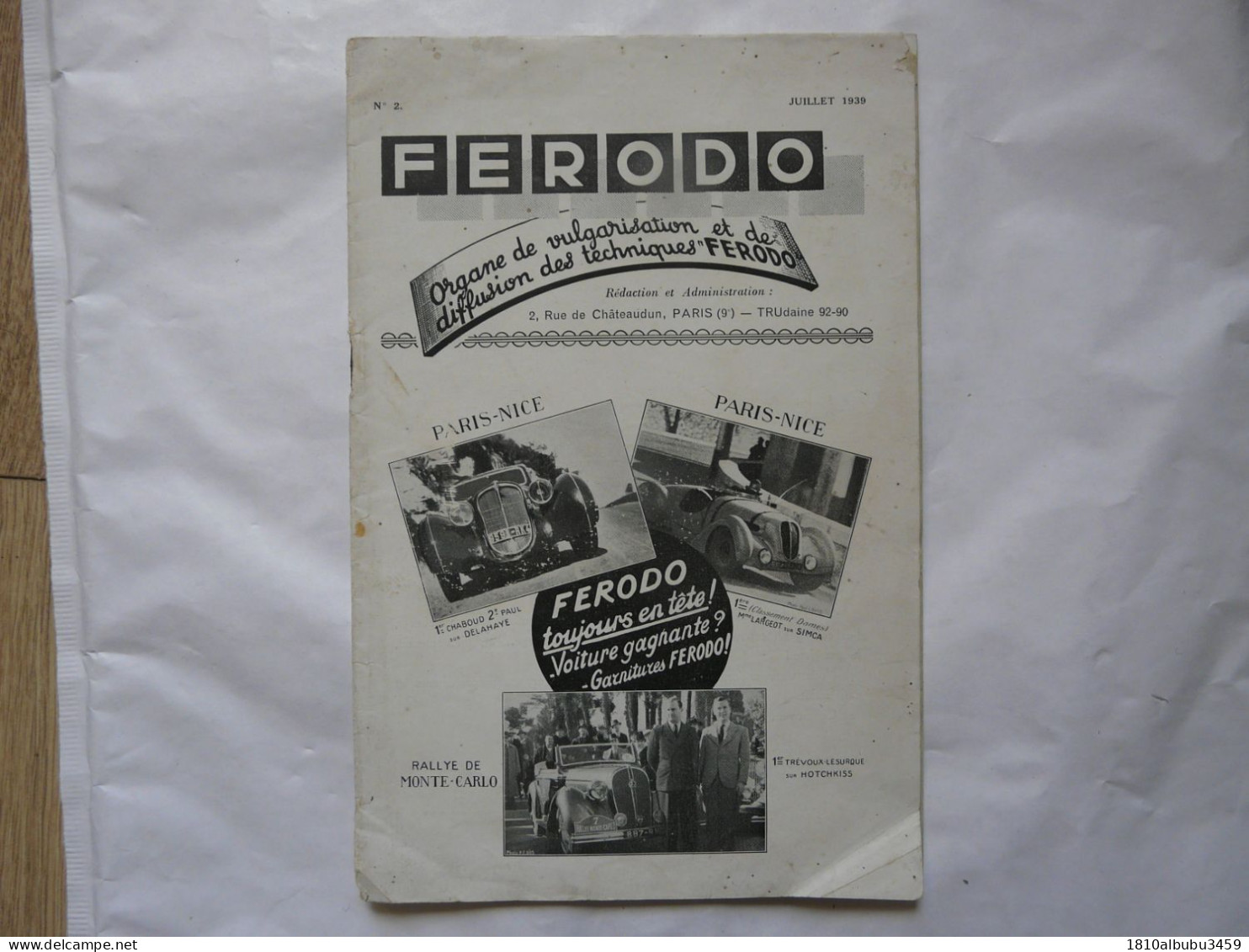 FERODO - Organe De Vulgarisation Et De Diffusion Des Techniques "FERODO" - Juillet 1939 - Auto