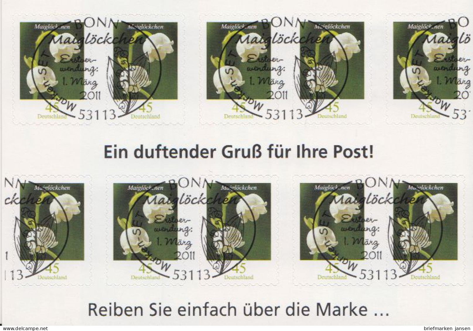 D,Bund Mi.Nr. Folienblatt 15 Freim. Blumen, Maiglöckchen, Skl. (m.10x2851) - Autres & Non Classés