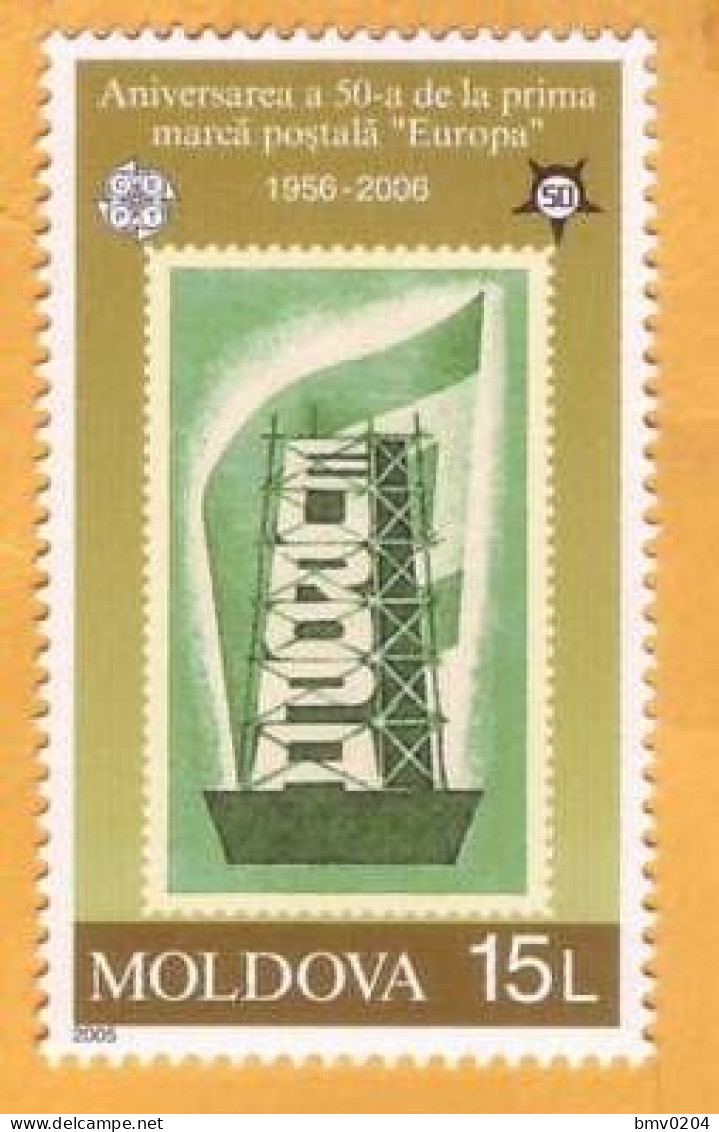 2005 Moldova Moldavie Moldau  Europa - Cept 50 Years Of The First Postage Stamps "EUROPА"   1v Mint - 2005