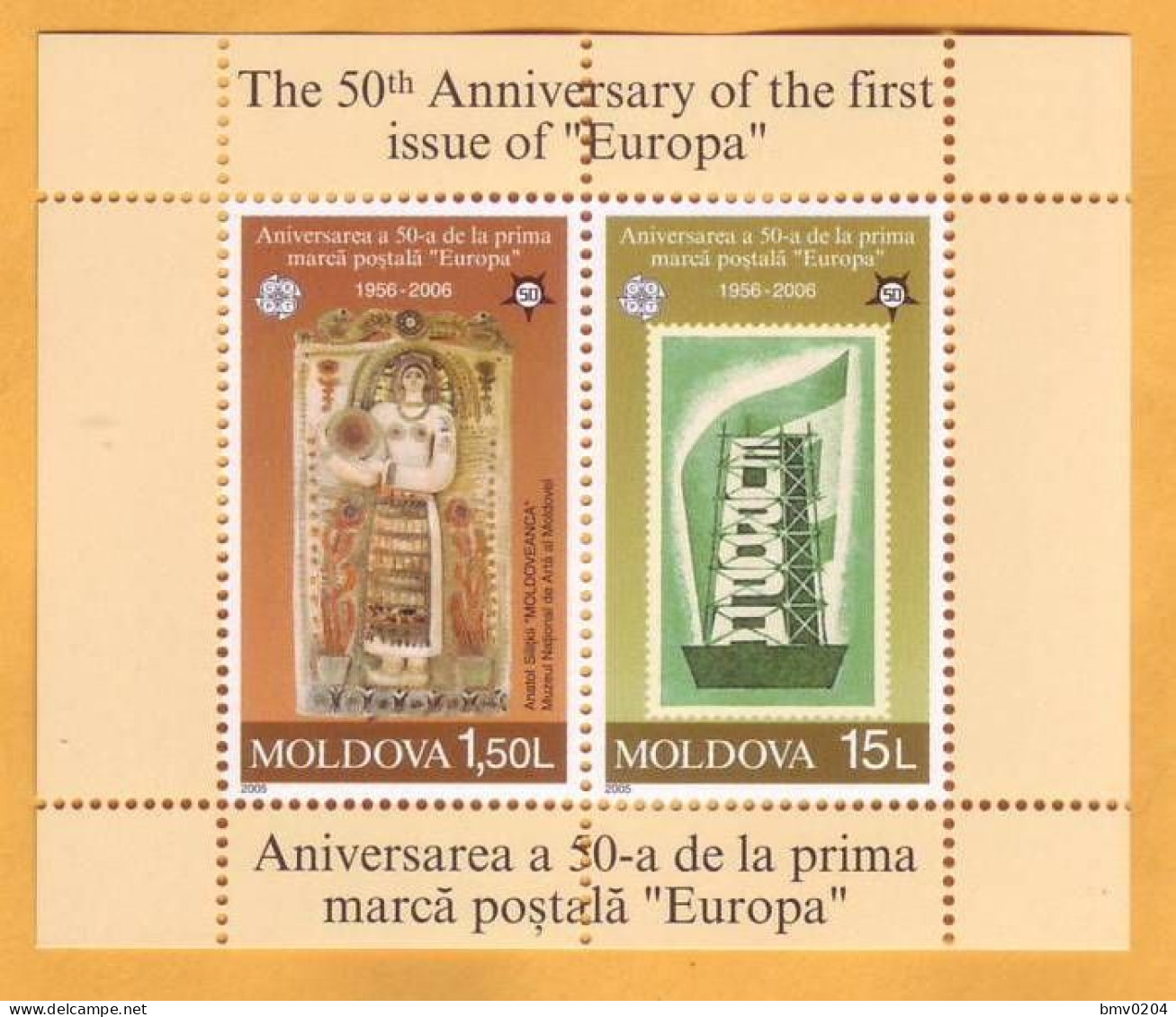 2005 Moldova Moldavie Moldau  Europa - Cept 50 Years Of The First Postage Stamps "EUROPА"   Block Mint - Moldavia