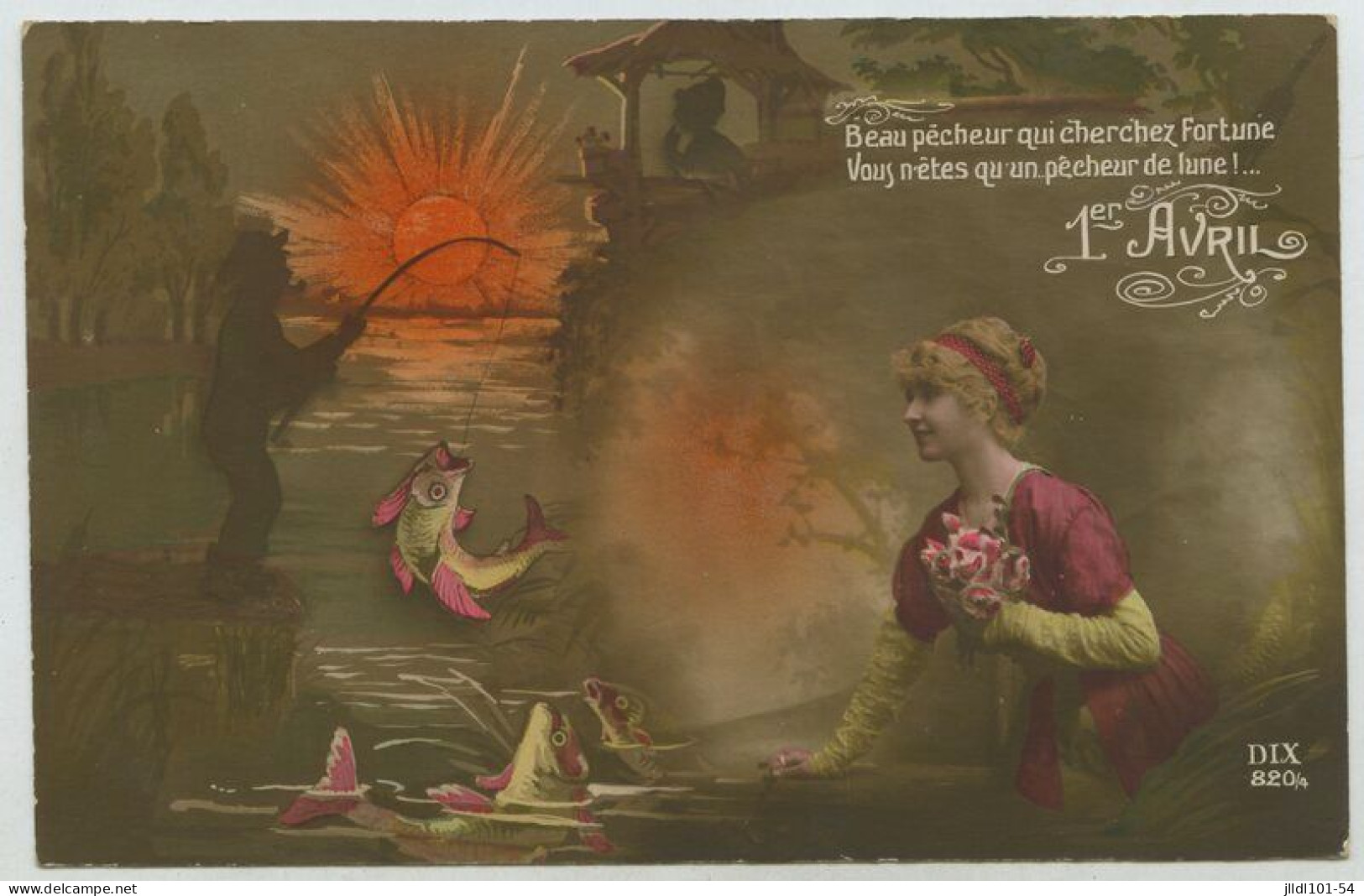 Lot 10 Cartes Thème 1er Avril, Poisson D'avril (lt9) - 1 April (aprilvis)