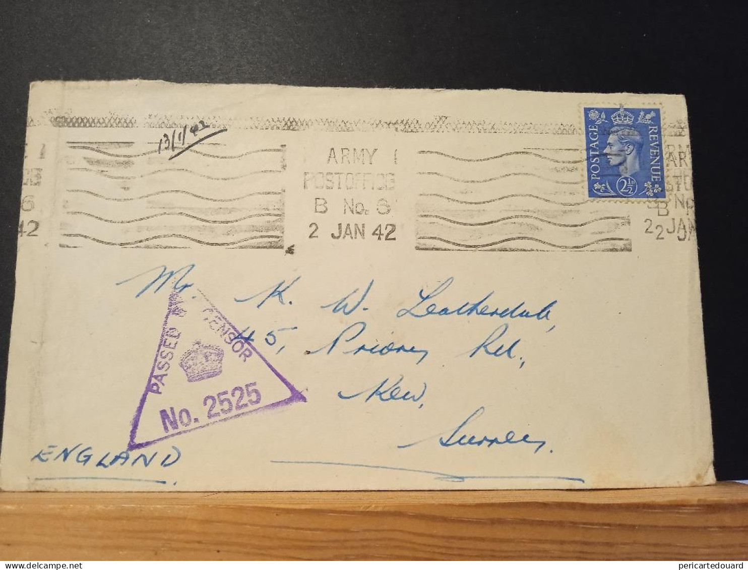 GB, Army Post Office Le 02 Janvier 1942, Passed By Censor 2525 - Cartas & Documentos