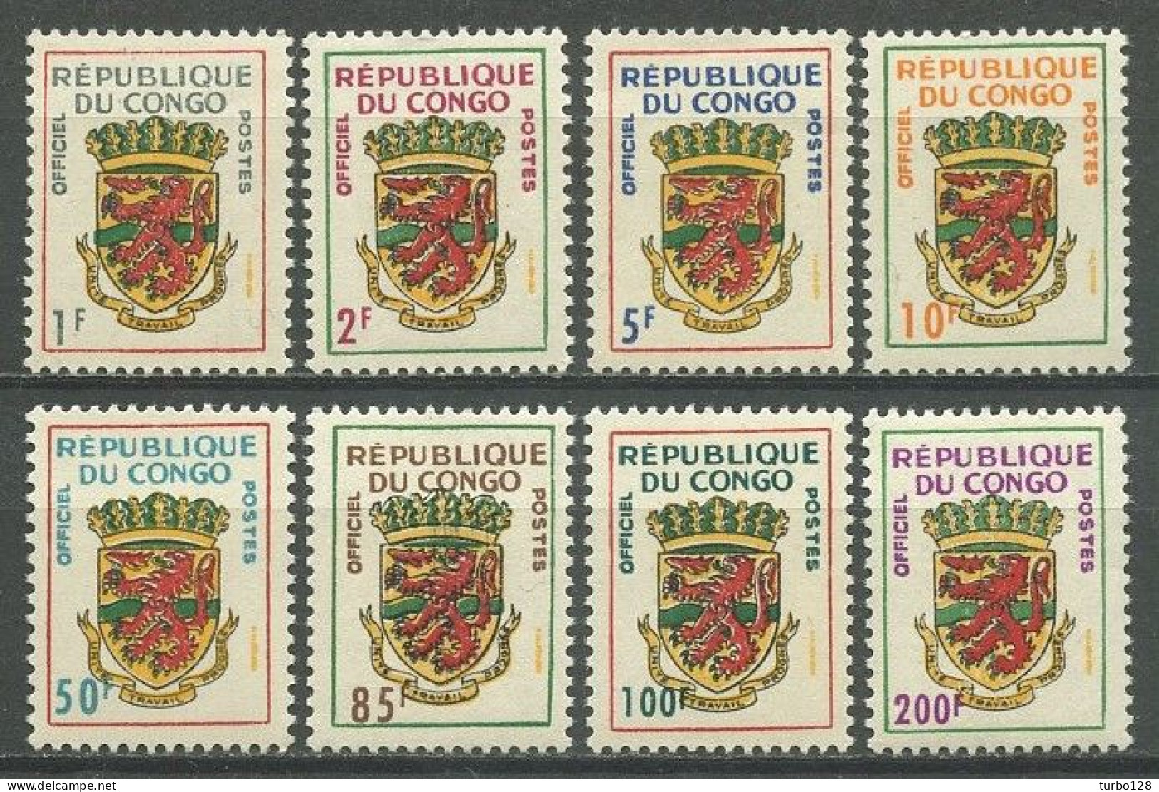 CONGO 1970 SERVICE N° 3/10 ** Neufs MNH Superbes C 11 € Armoiries Coat Of Arms - Mint/hinged
